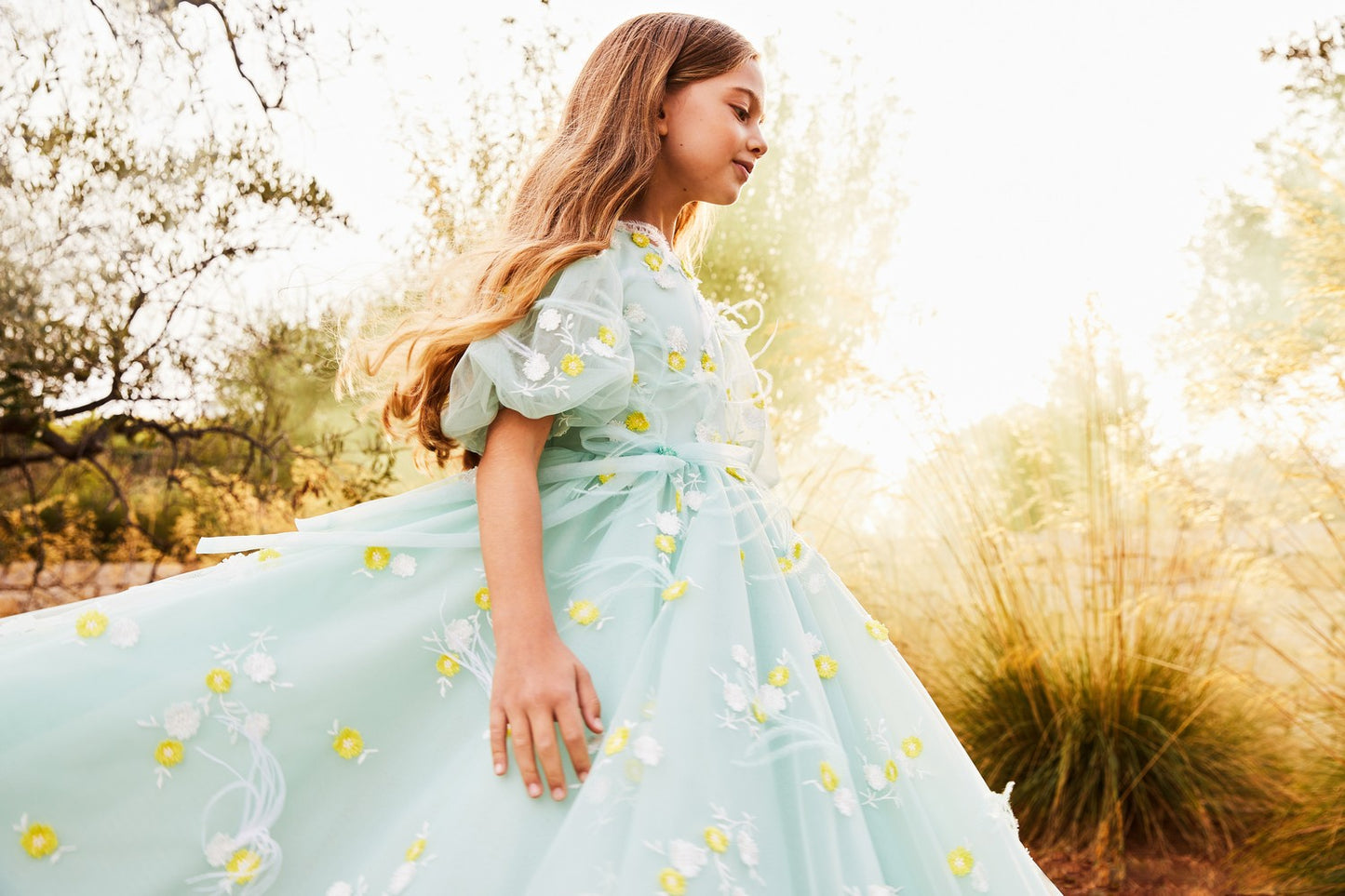 Abito Marchesa Kids Couture in tulle ricamato