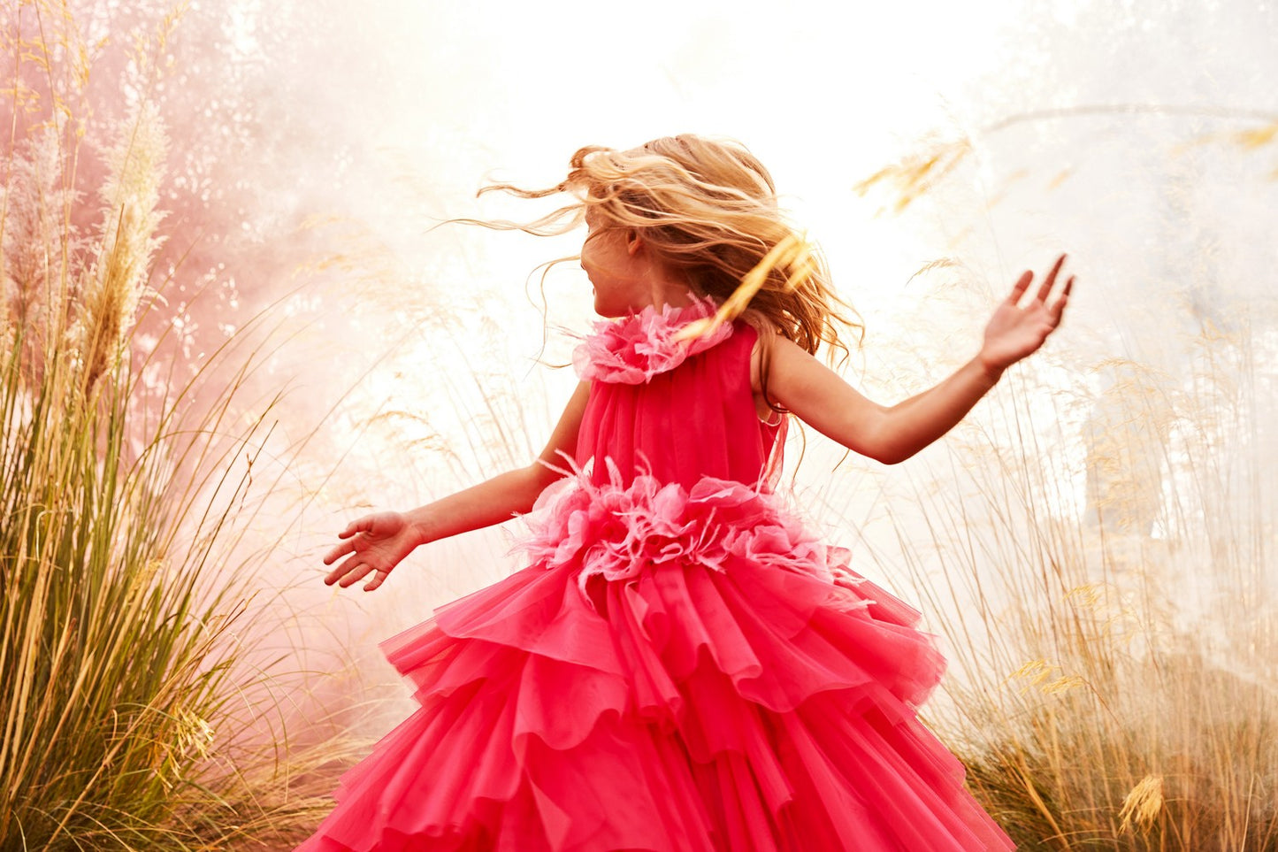 Abito Marchesa Kids Couture in tulle con fiori