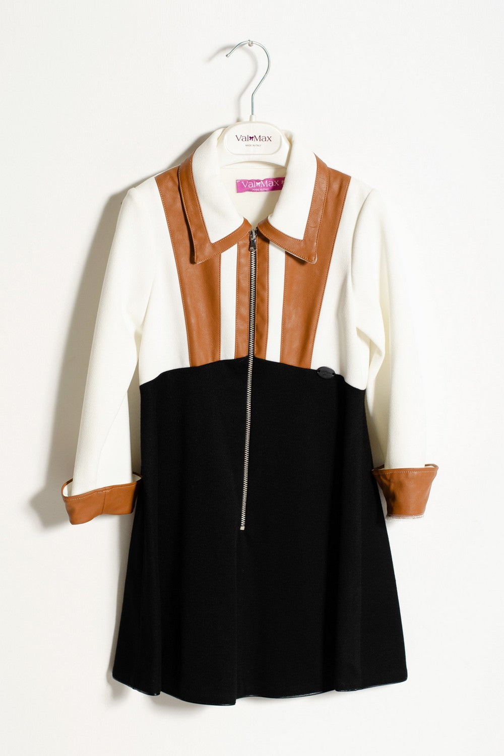 ValMax dress with faux leather details