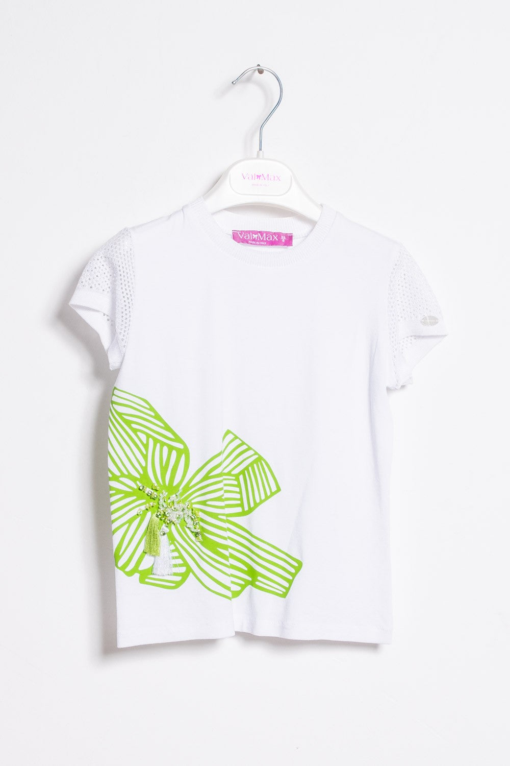T-shirt ValMax con stampa floreale e perline