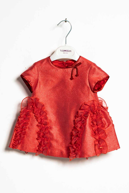 Abito ValMax in mikado lurex con applicazioni in tulle