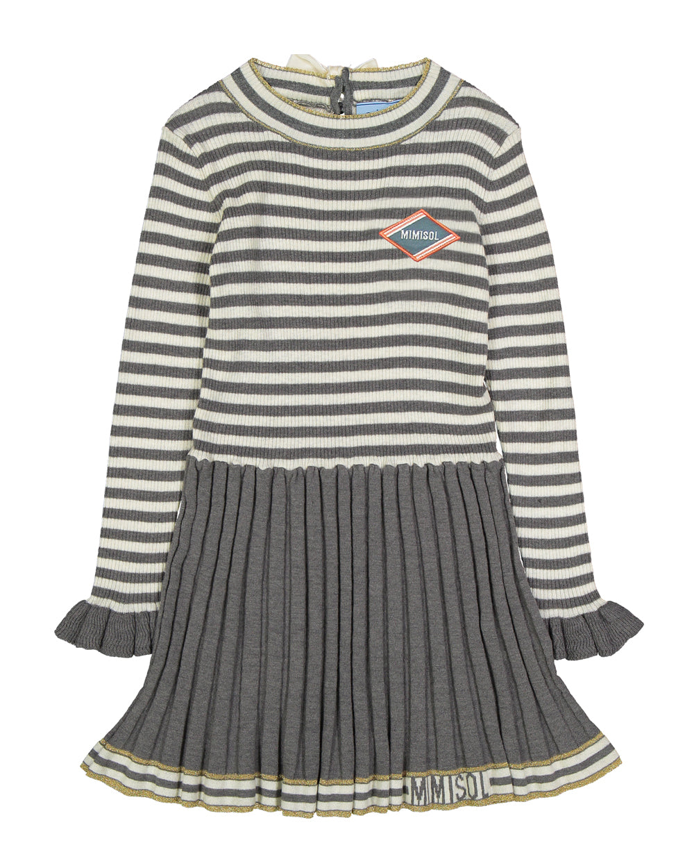Striped knit dress with logo patch