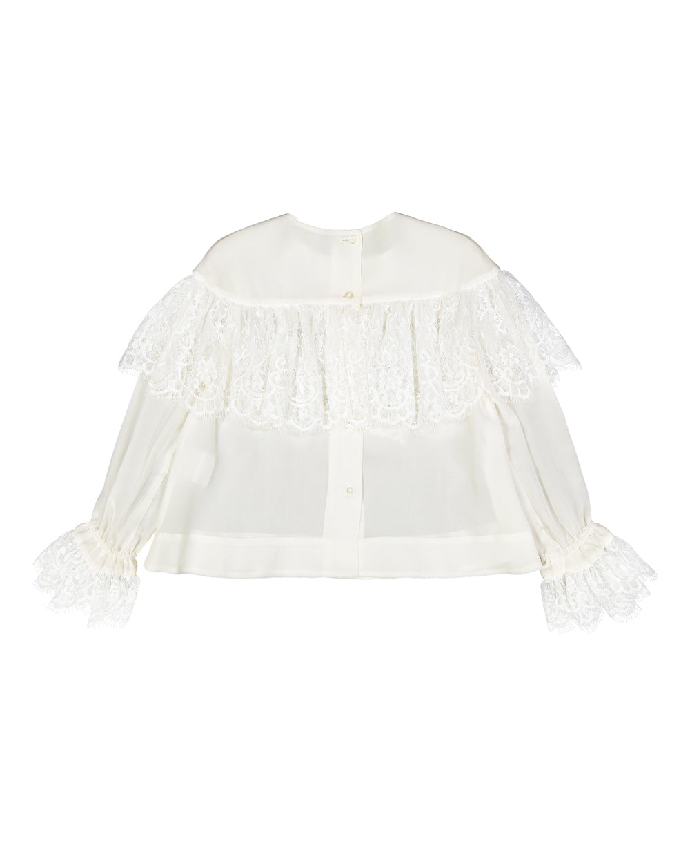 Camicia in seta con volant di pizzo