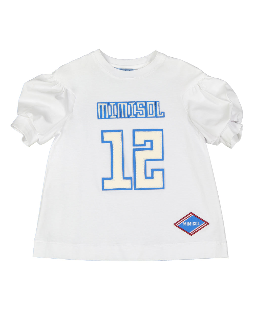 T-shirt with patch and balloon sleeve