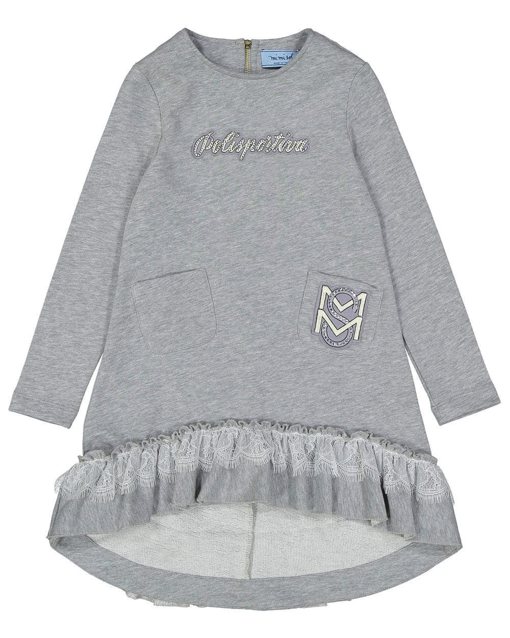Baby sweatshirt dress with asymmetrical hem