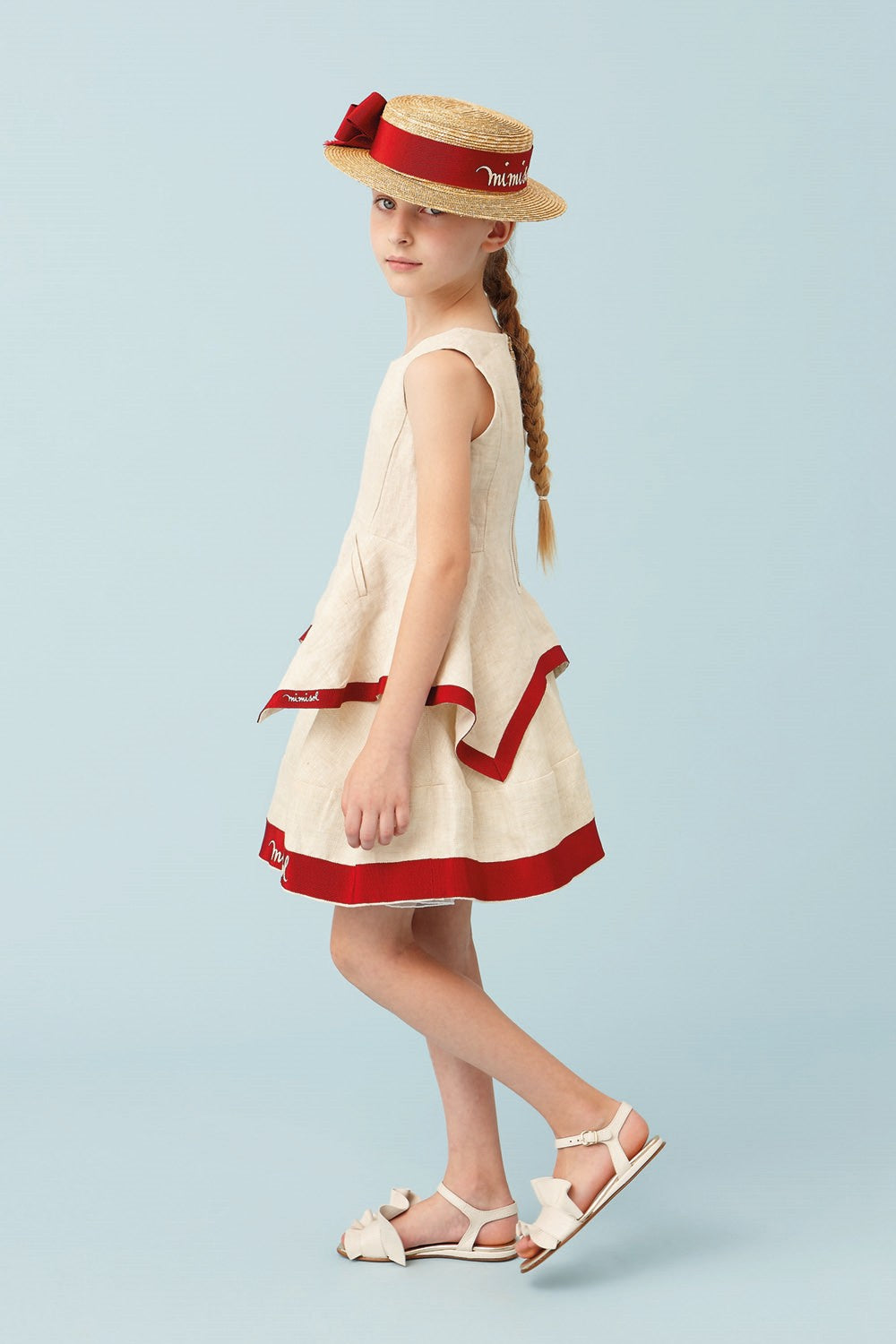 Mimisol top with asymmetrical linen hem