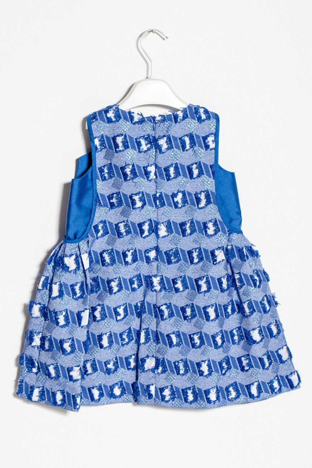 ValMax dress in blue fil coupé with bow