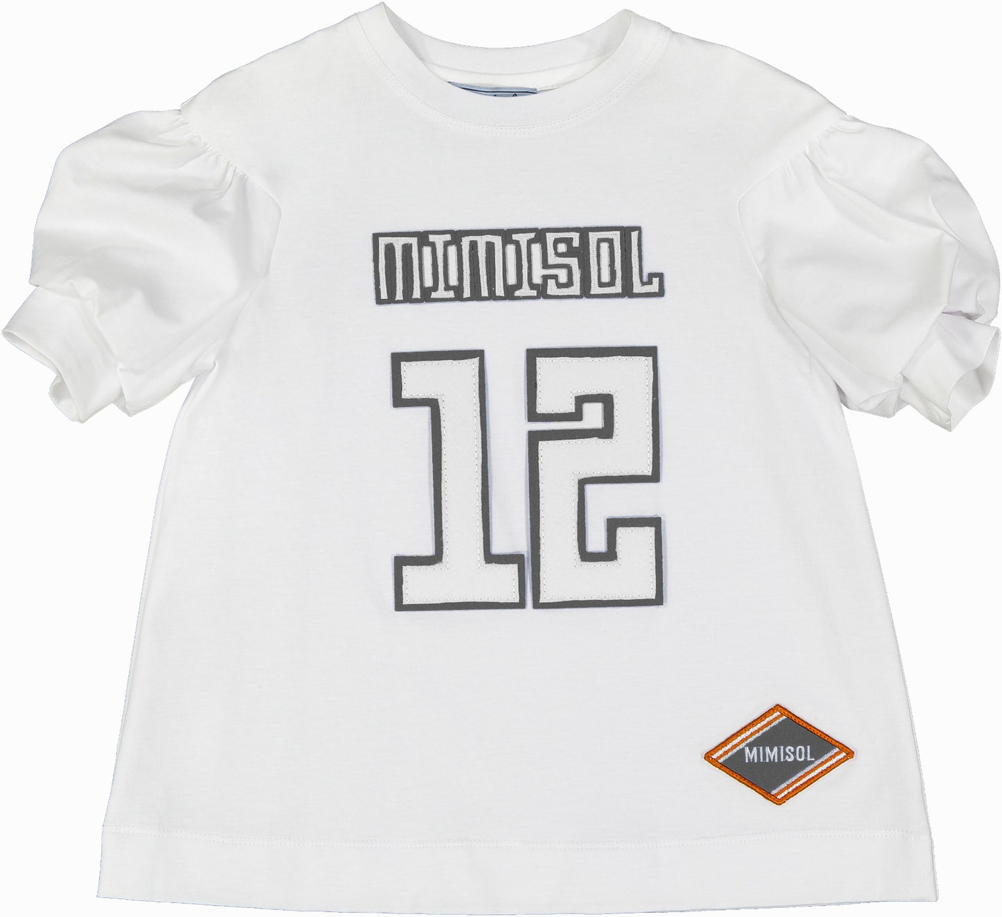T-shirt with patch and balloon sleeve