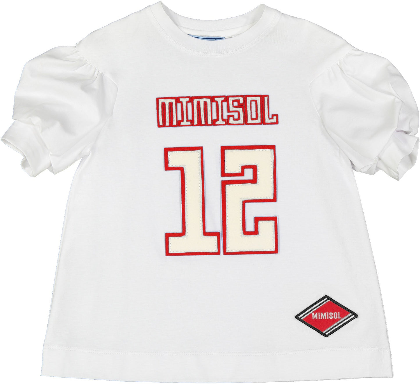 T-shirt with patch and balloon sleeve