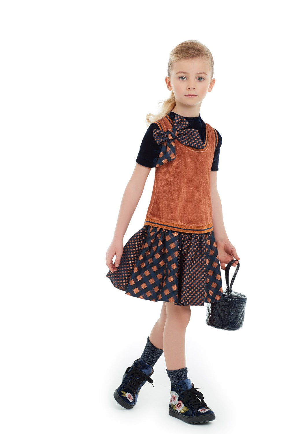 ValMax two-tone chenille and satin dress