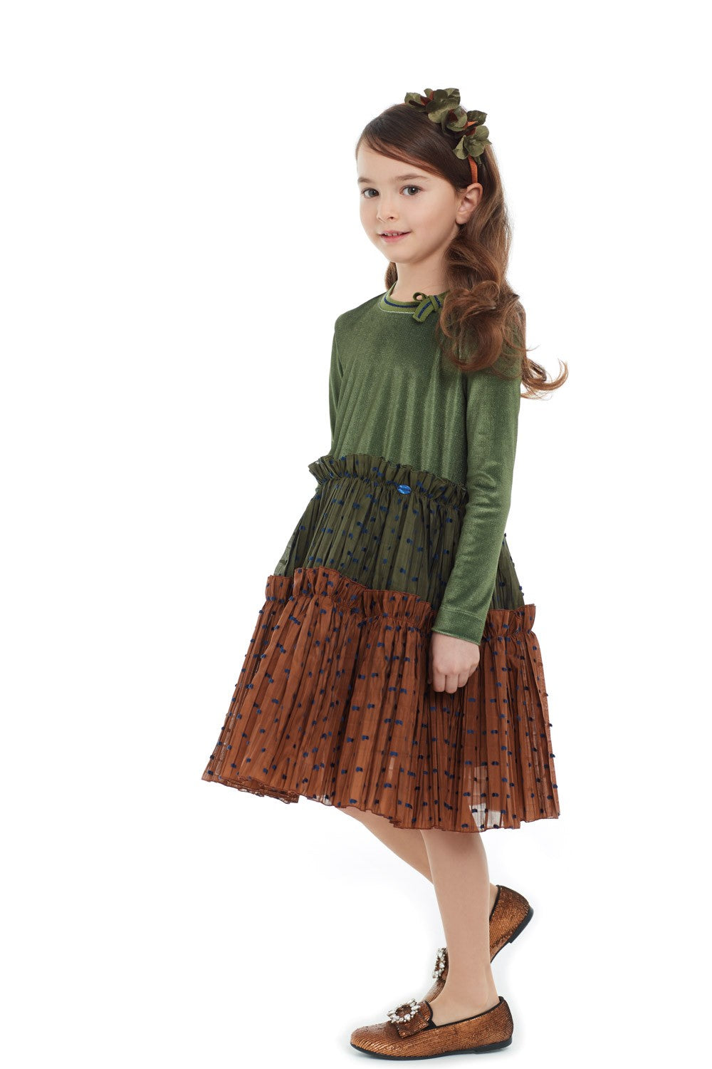 ValMax dress with polka dot gathered skirt