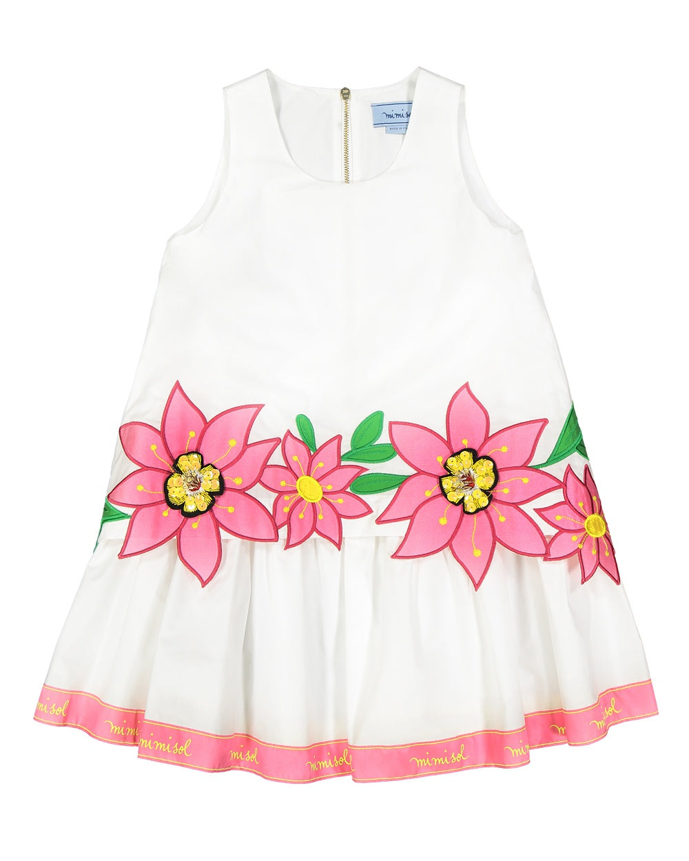 Cotton dress with floral embroidery