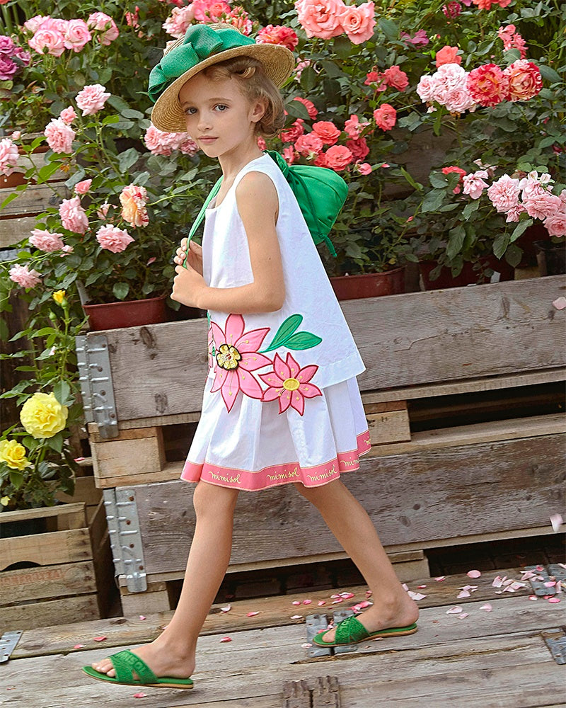 Cotton dress with floral embroidery