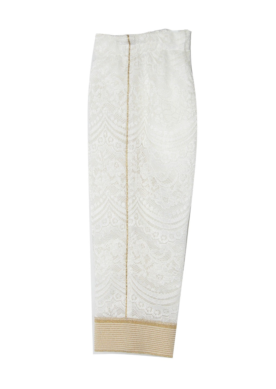 Lace trousers with knitted edge