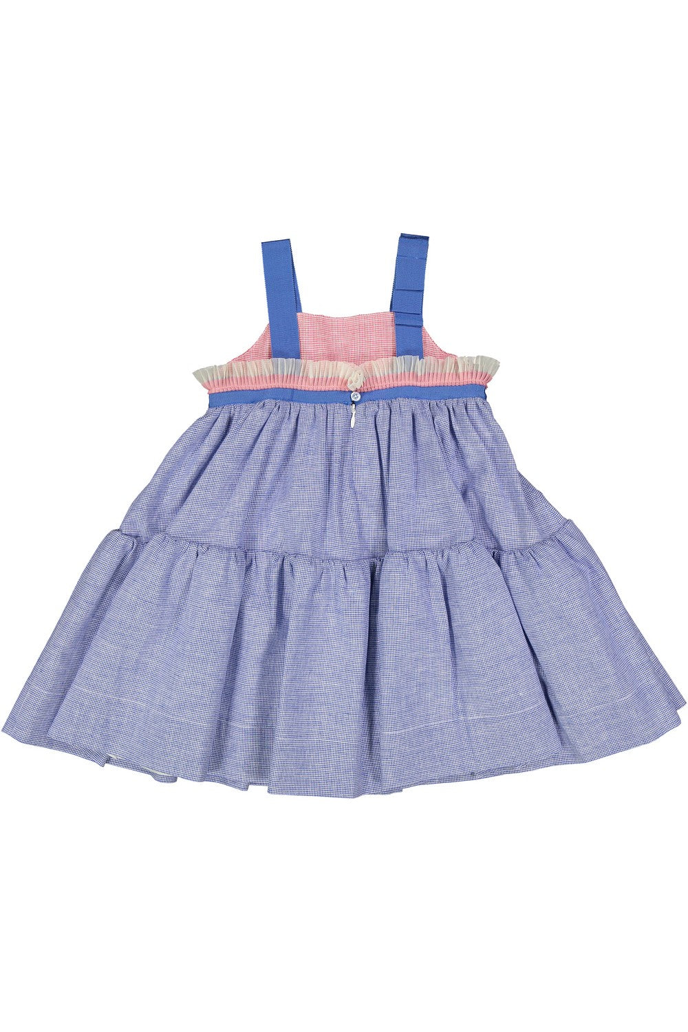 Mimisol dress in blue micro houndstooth