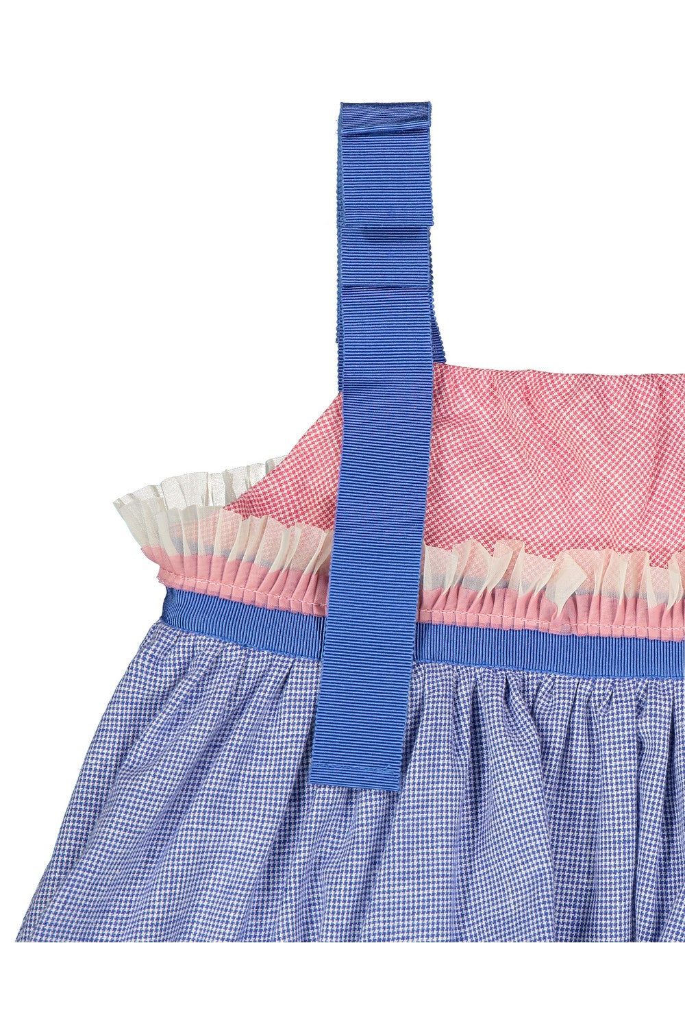 Mimisol dress in blue micro houndstooth