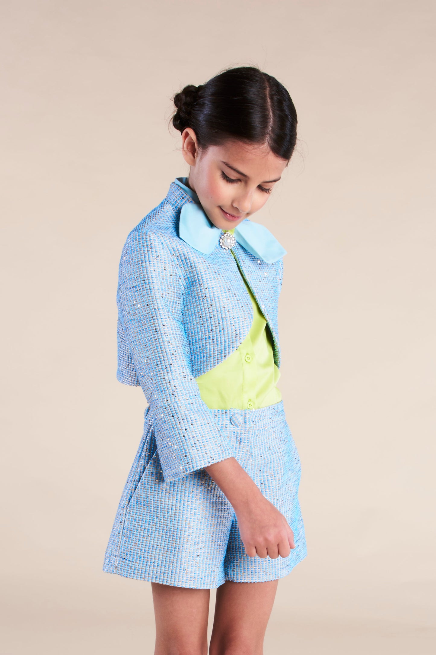 Coprispalle in jacquard con paillettes
