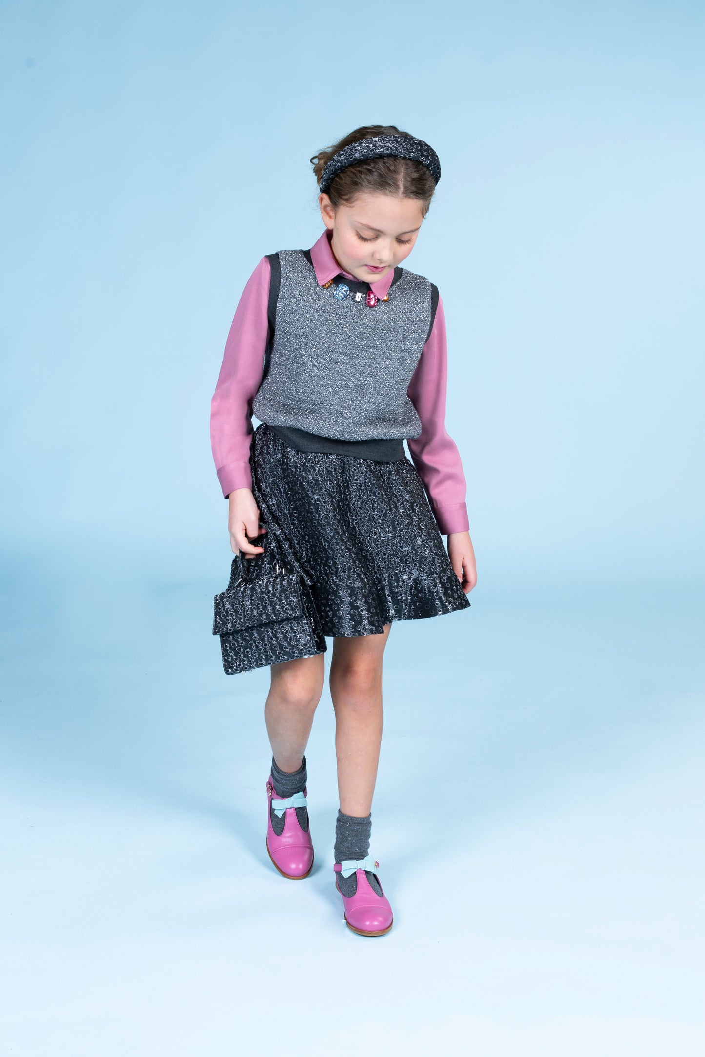 Gonna Mimisol svasata in tessuto jacquard