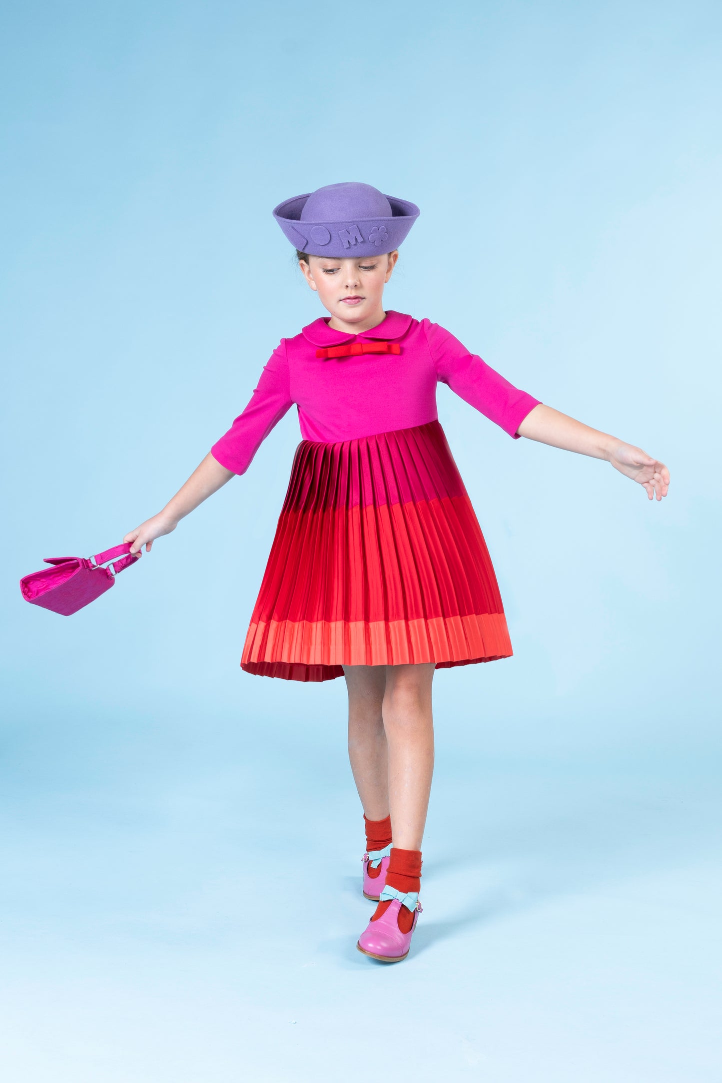 Abito plissettato color block