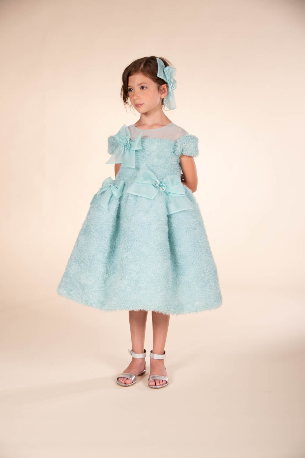 Abito Marchesa Kids Couture con fiocchi in organza