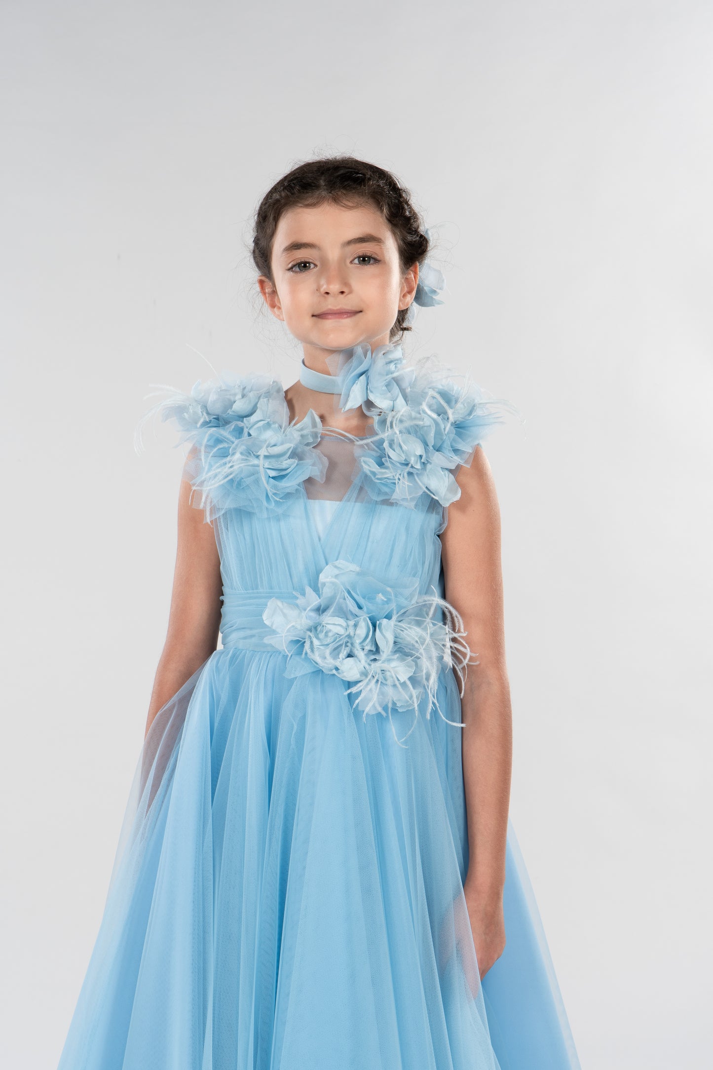 Abito Marchesa Kids Couture in tulle con fiori