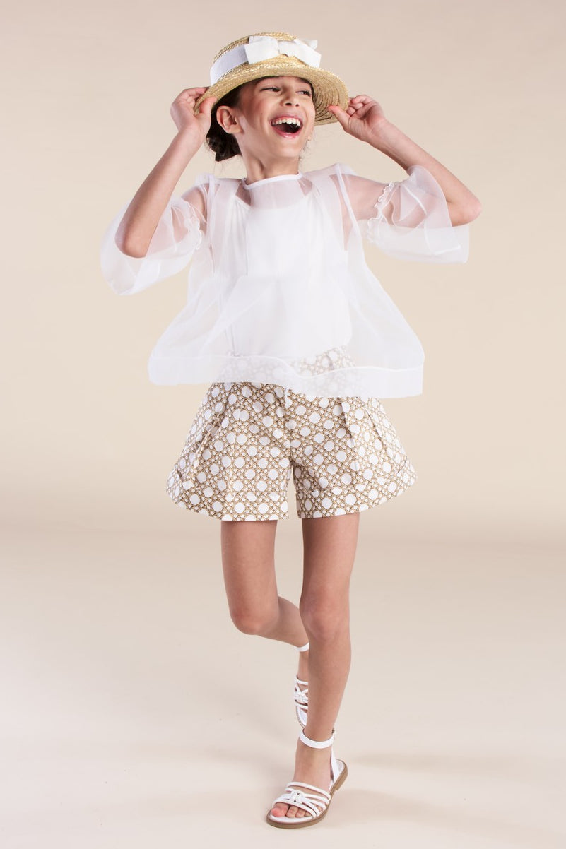 Top in organza con pieghe