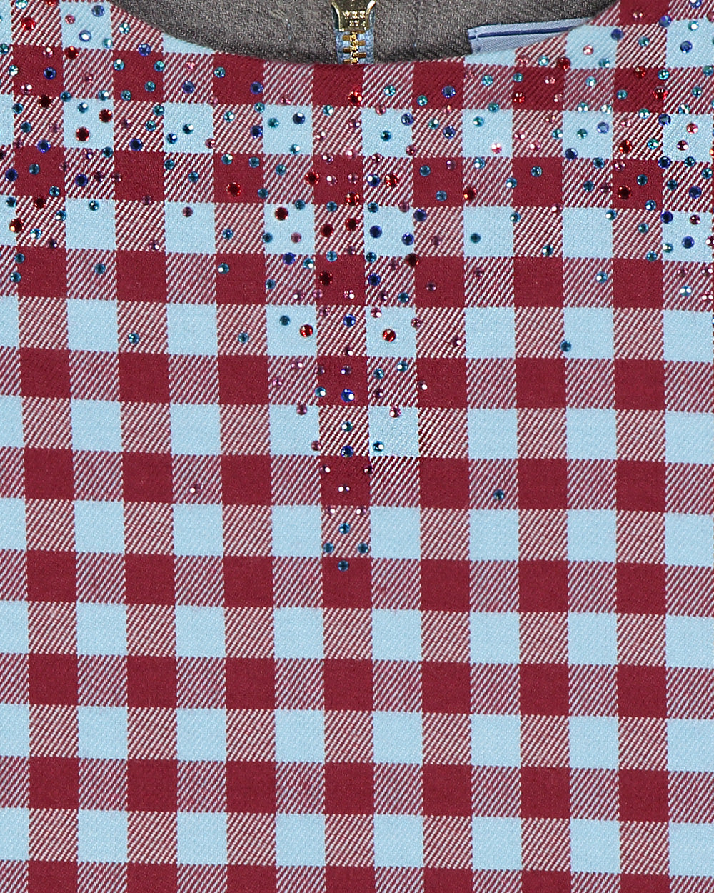 Vichy and cupro jumpsuit with rhinestones