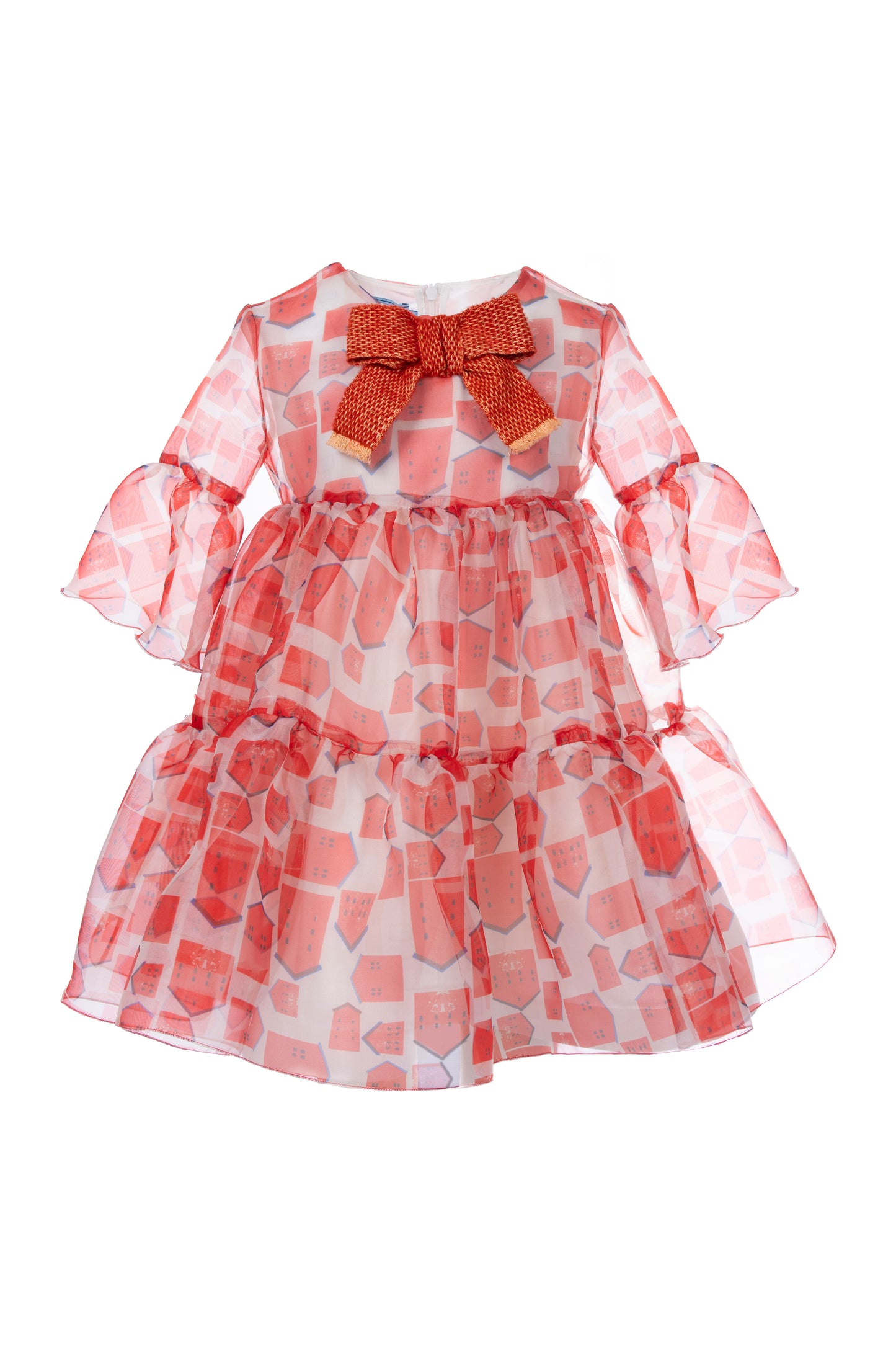 Abito in organza con stampa Casette