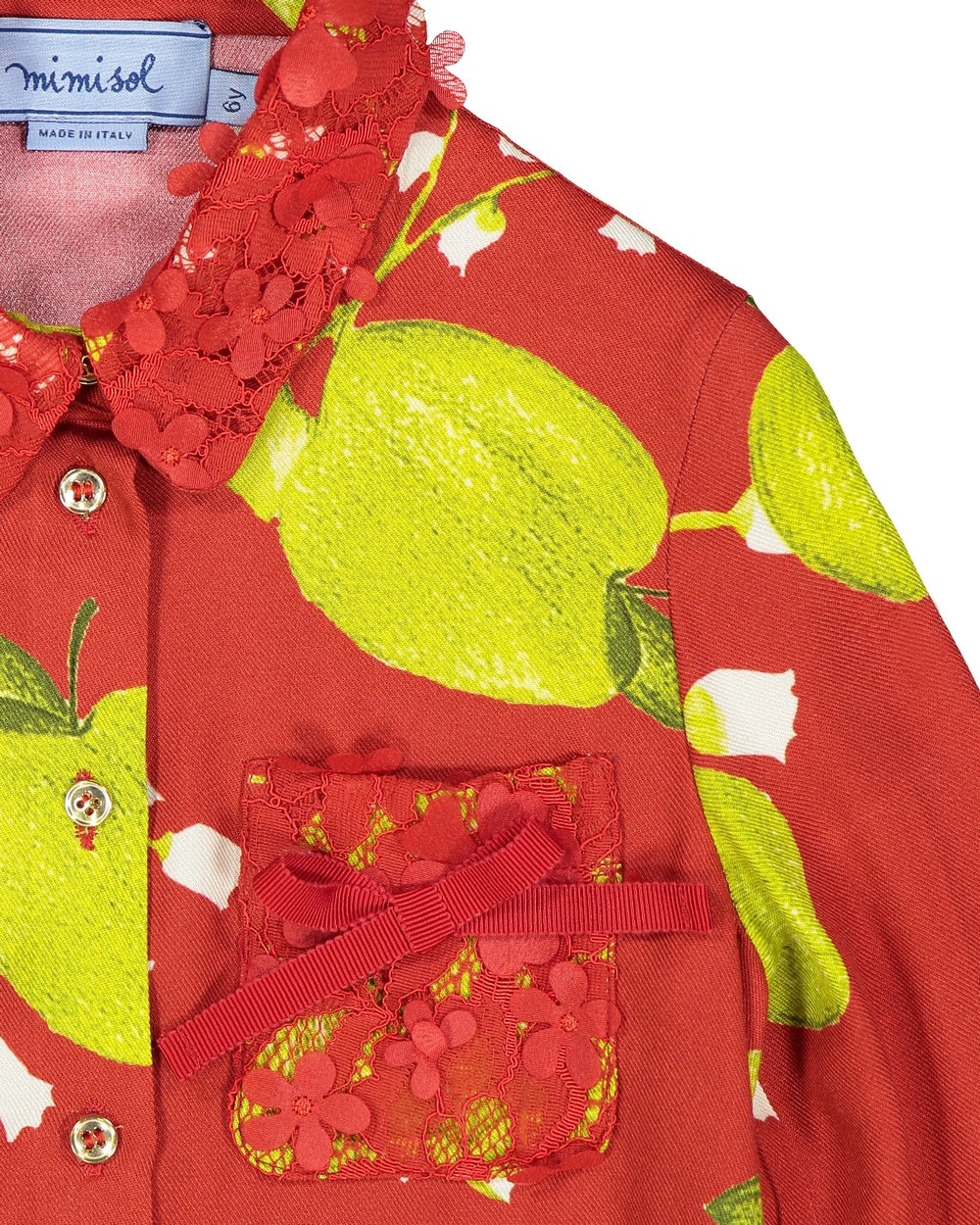 Printed twill shirt with lace details