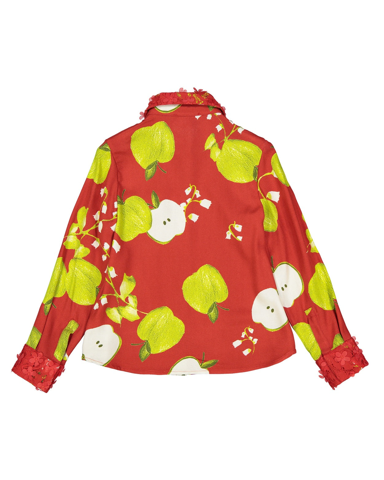 Printed twill shirt with lace details