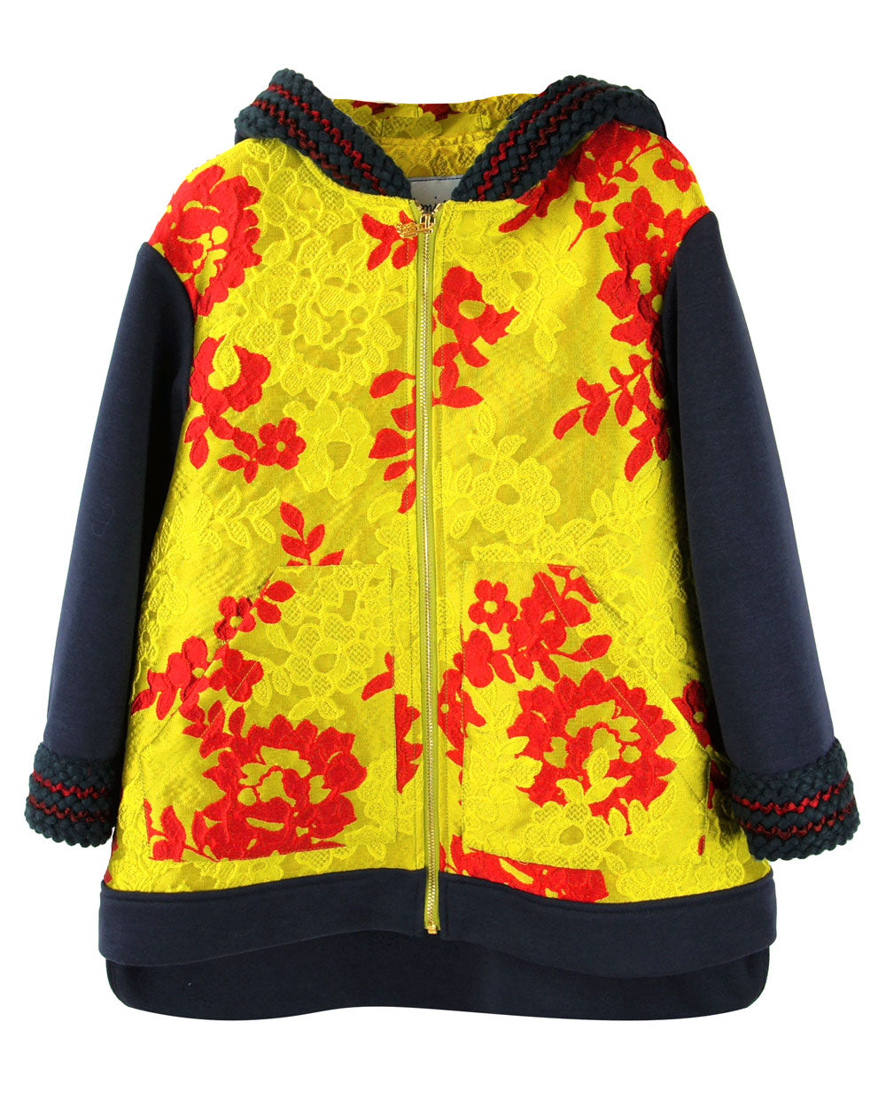 Floral brocade zip-up jacket