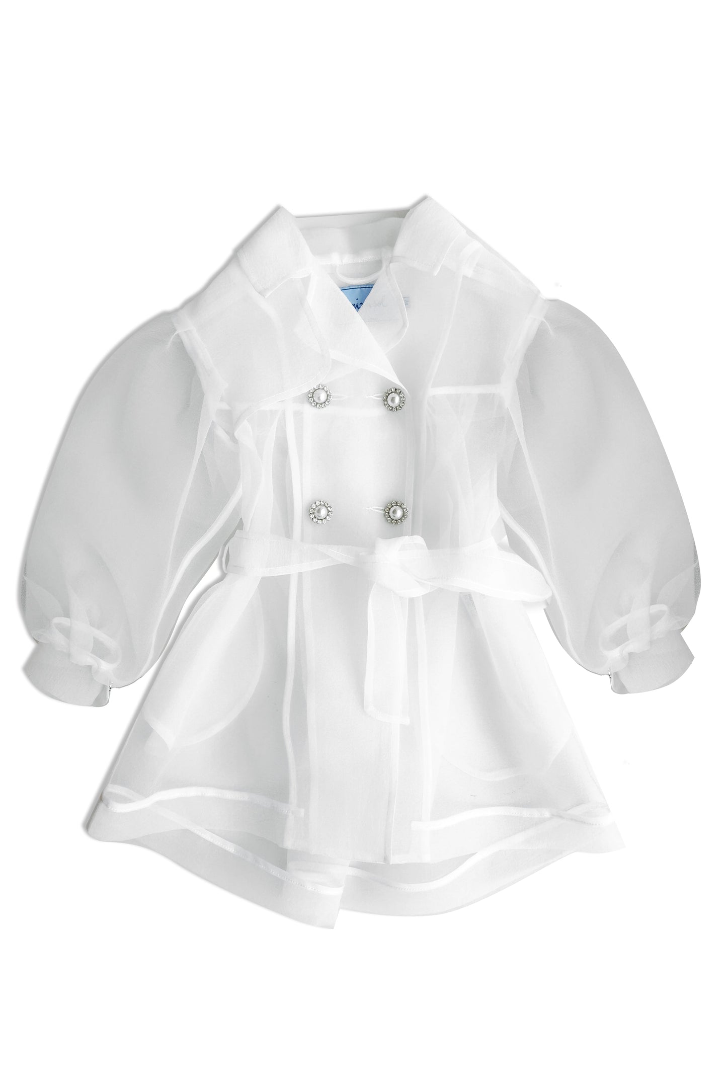 Trench in organza con bottone gioiello