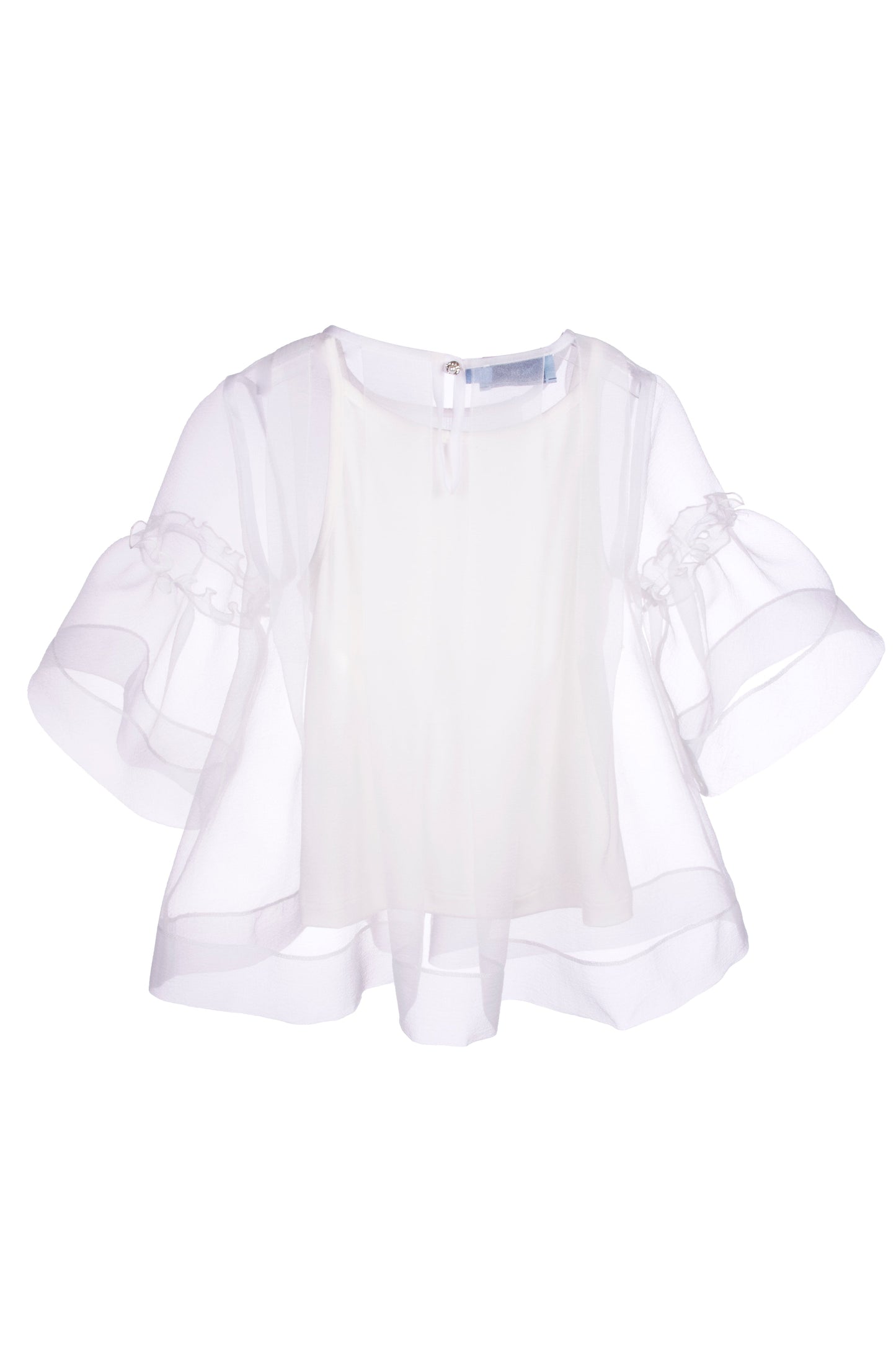 Top in organza con pieghe