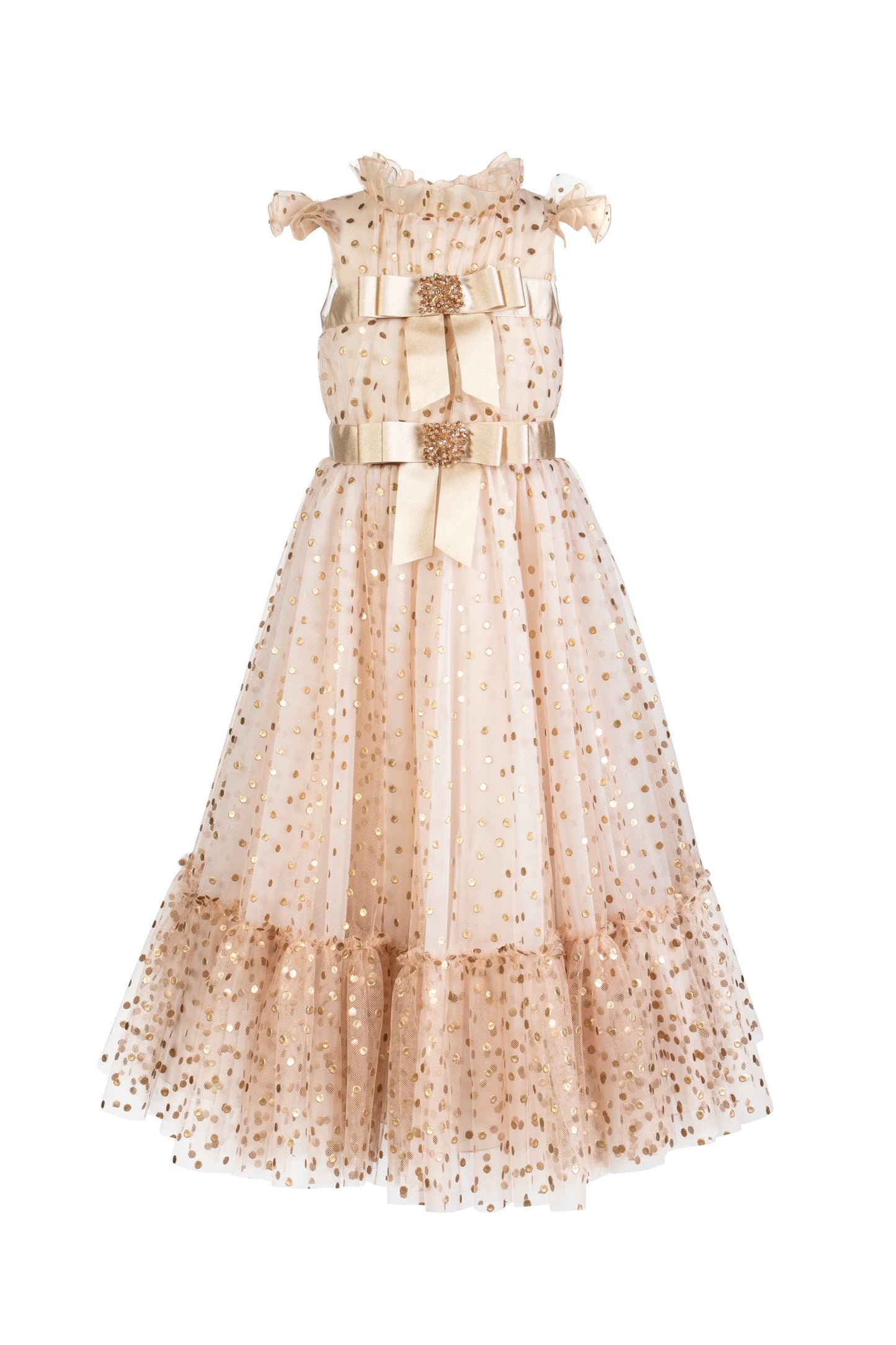 Abito Marchesa Kids Couture a pois con fiocchi