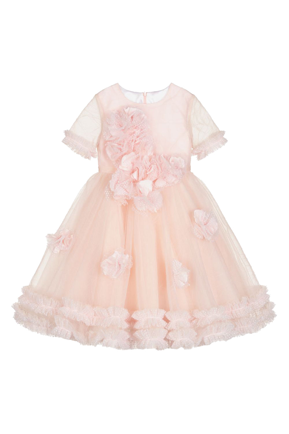 Abito in tulle plumetis plissato con fiori