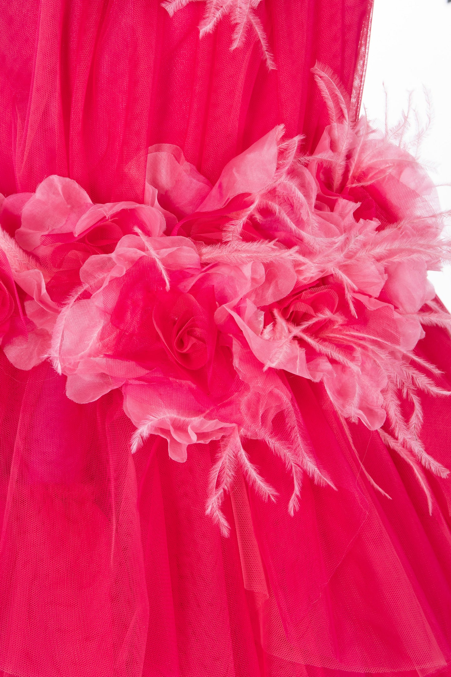 Abito Marchesa Kids Couture in tulle con fiori