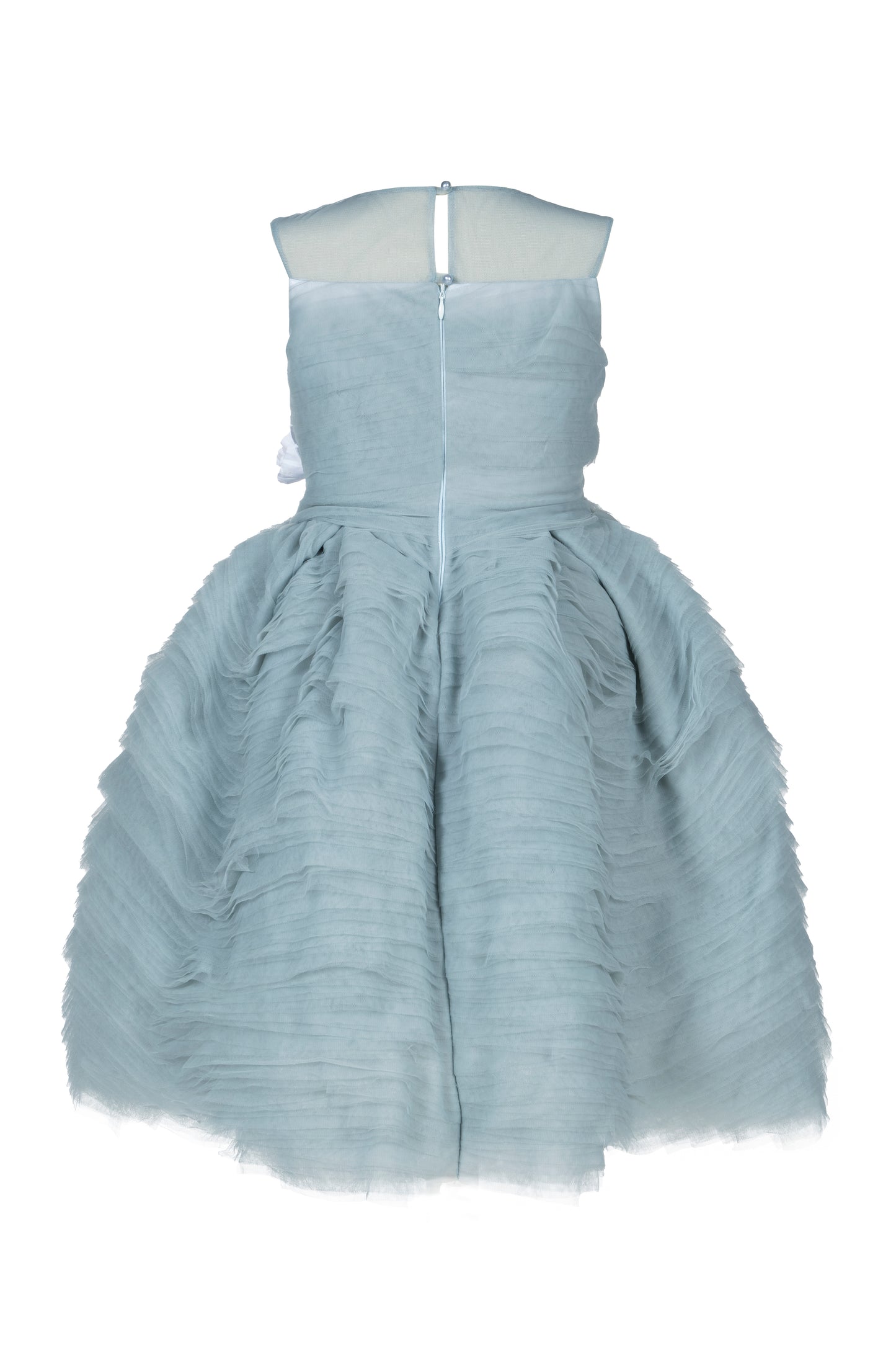Abito Marchesa Kids Couture a balze in tulle con fiori