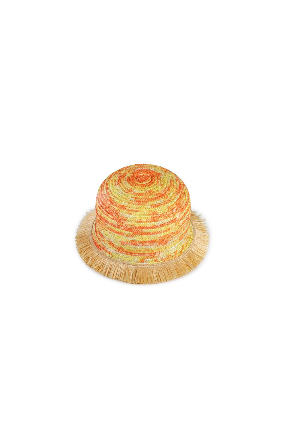 Multicolored straw bowler hat with edge