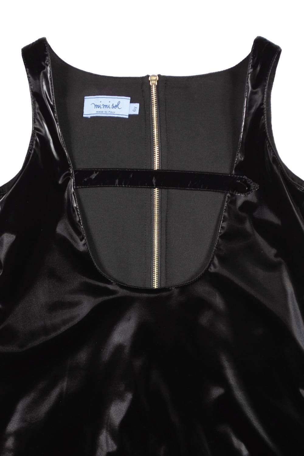 Mimisol pinafore dress in velvety vinyl