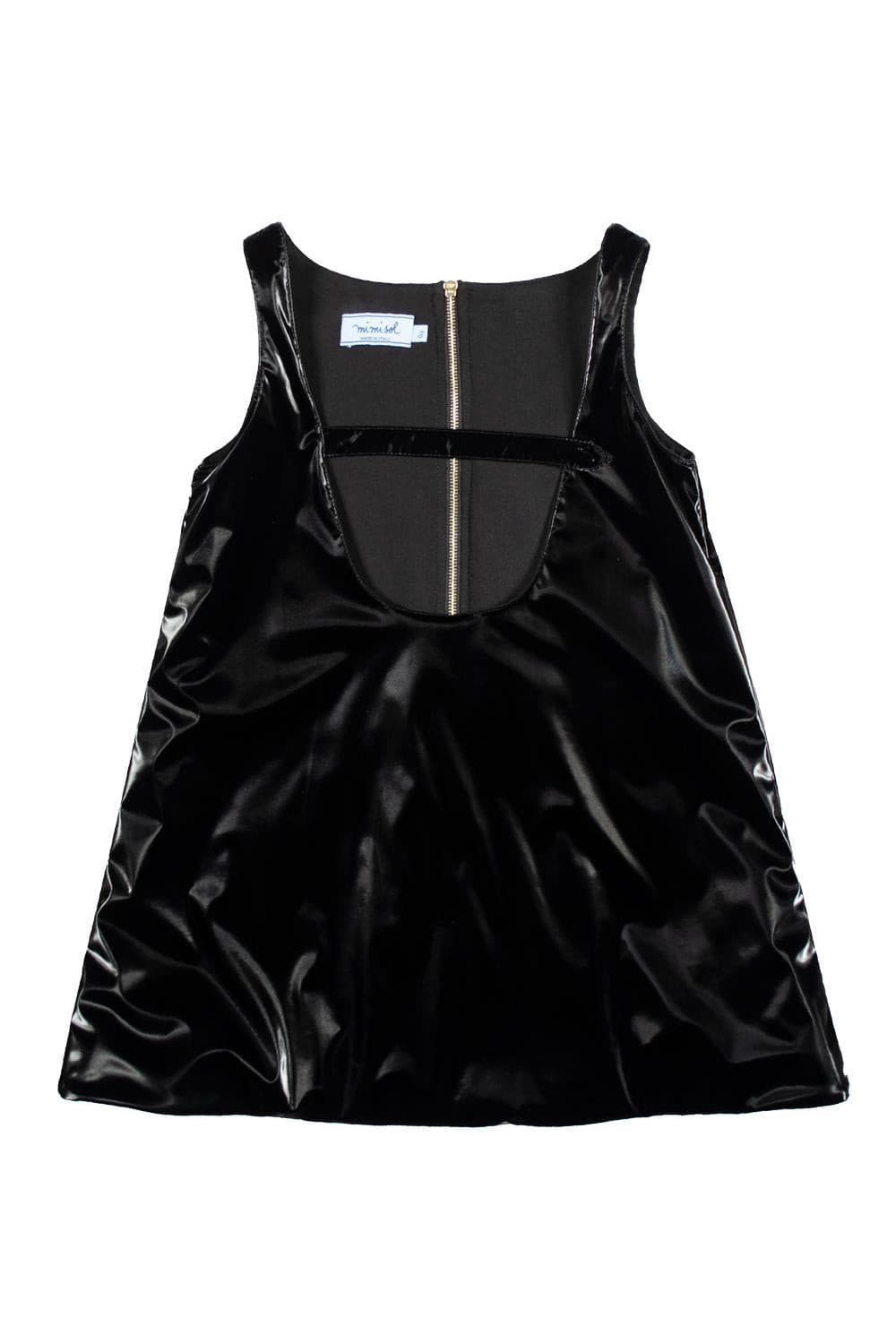 Mimisol pinafore dress in velvety vinyl