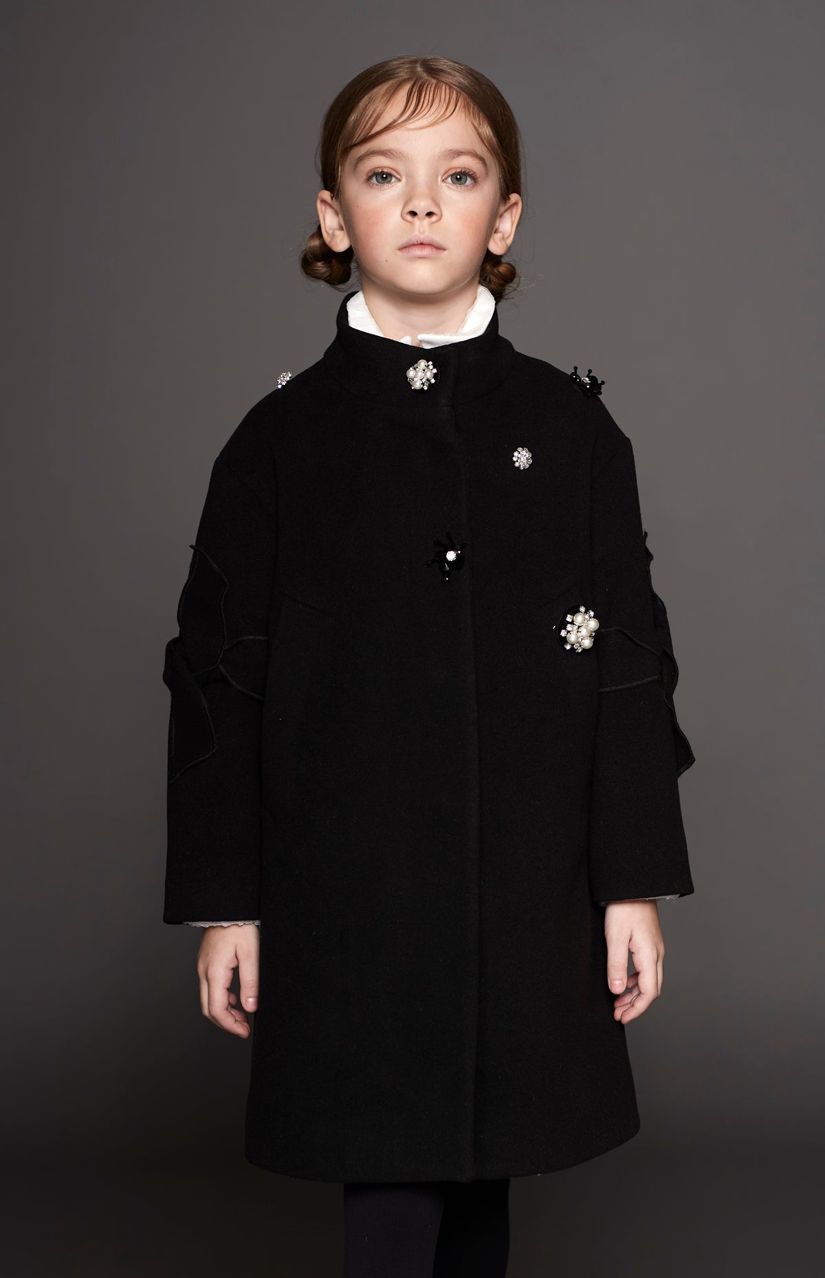 Wool coat with jewel buttons