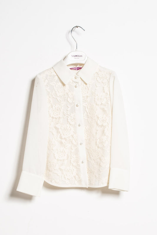 ValMax shirt in crepe and floral lace