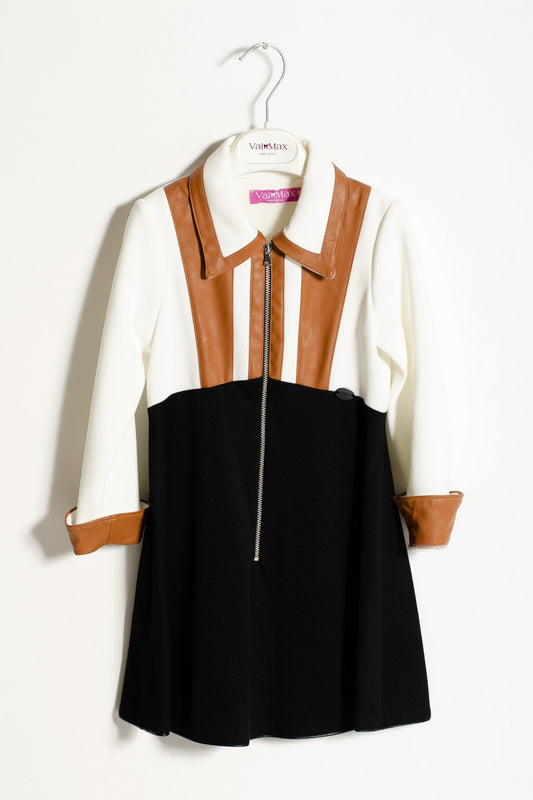 ValMax dress with faux leather details