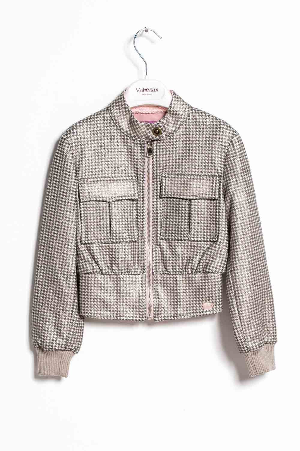 ValMax jacket in eco-leather with houndstooth print
