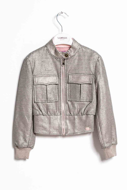 ValMax jacket in eco-leather with houndstooth print