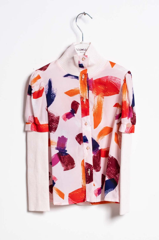 ValMax silk shirt with ribbed sleeves and collar