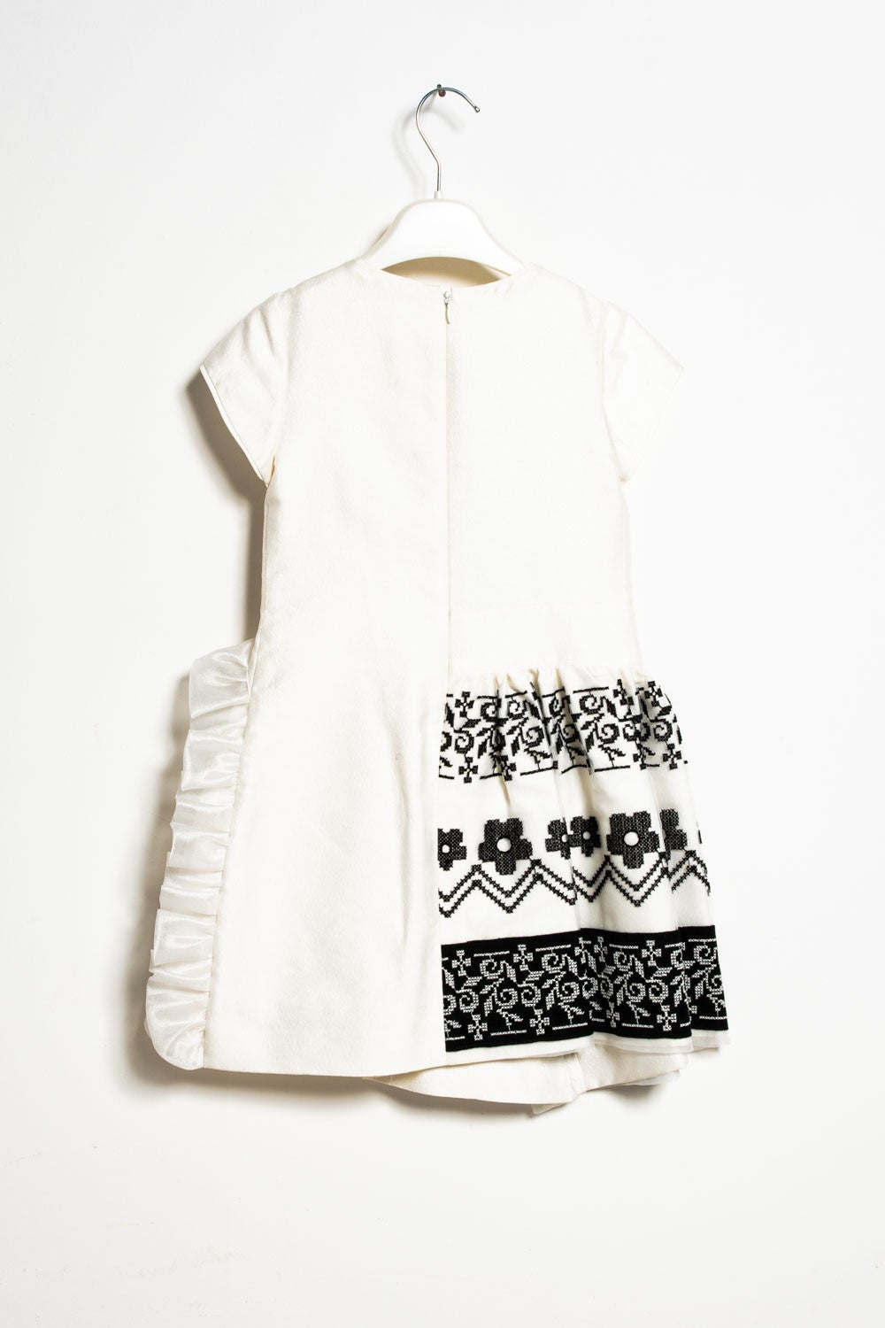 ValMax dress with ruffles and cross-stitch embroidery