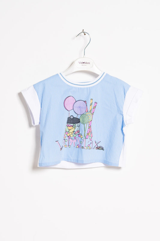 T-shirt ValMax a righe con stampa