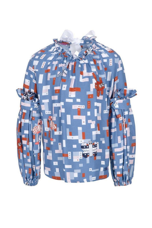 Maglia ValMax con collo e polsini arricciati