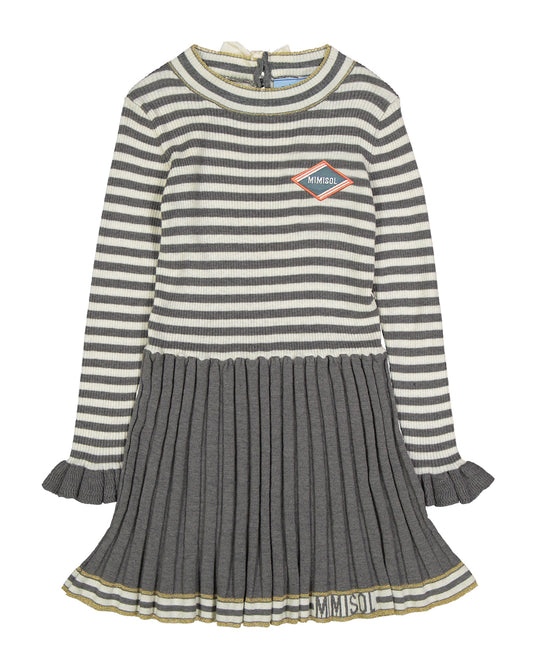 Striped knit dress with logo patch